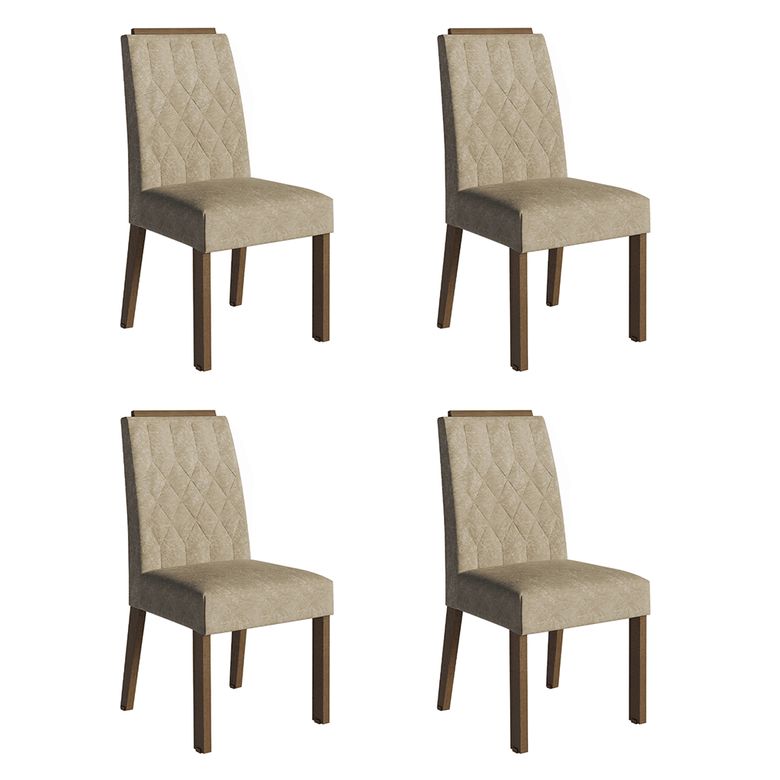 Kit 4 Cadeiras de Jantar 4256 com Espaldar Rustic/Imperial Madesa