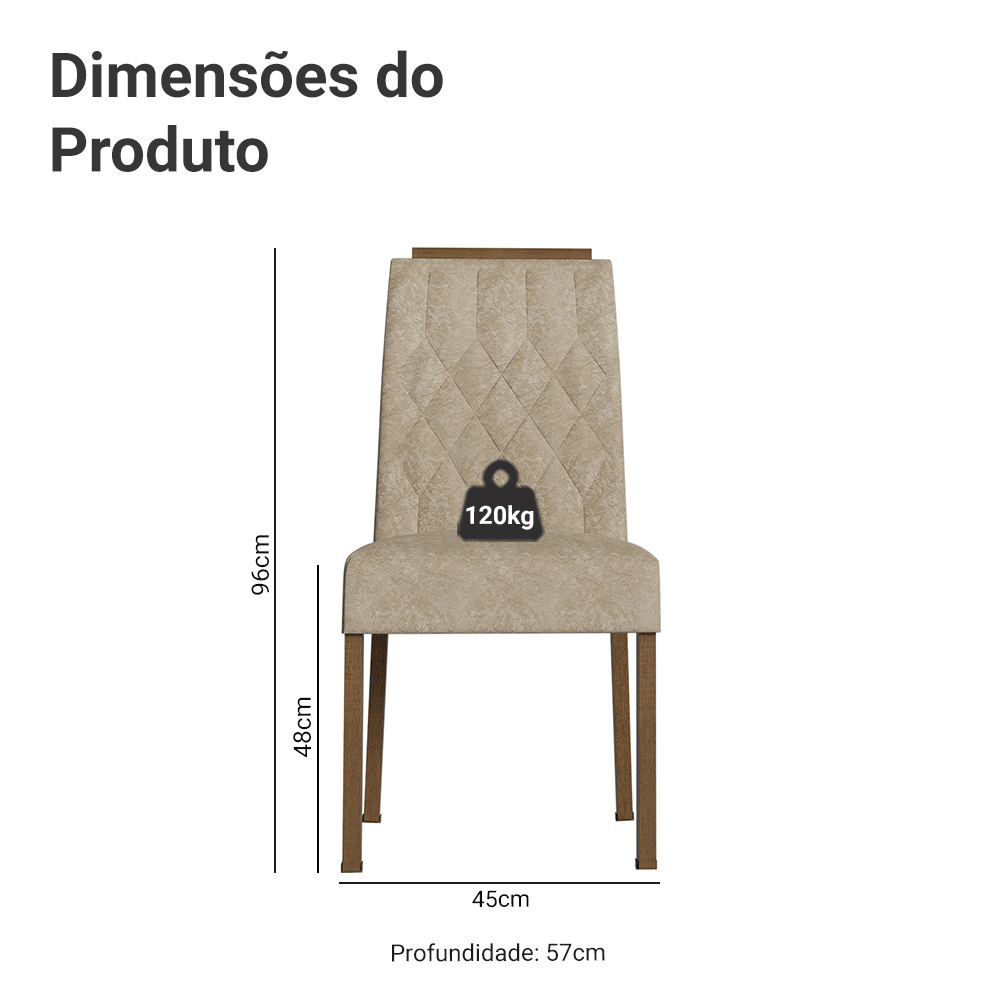Kit 4 Cadeiras de Jantar 4256 com Espaldar Rustic/Imperial Madesa