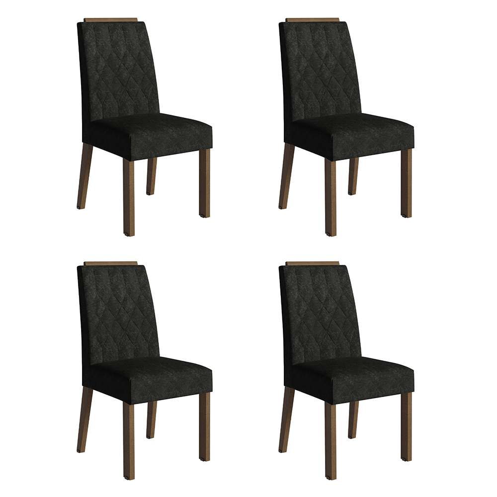 Kit 4 Cadeiras de Jantar 4256 com Espaldar Rustic/Oxford Madesa - Rustic/Oxford