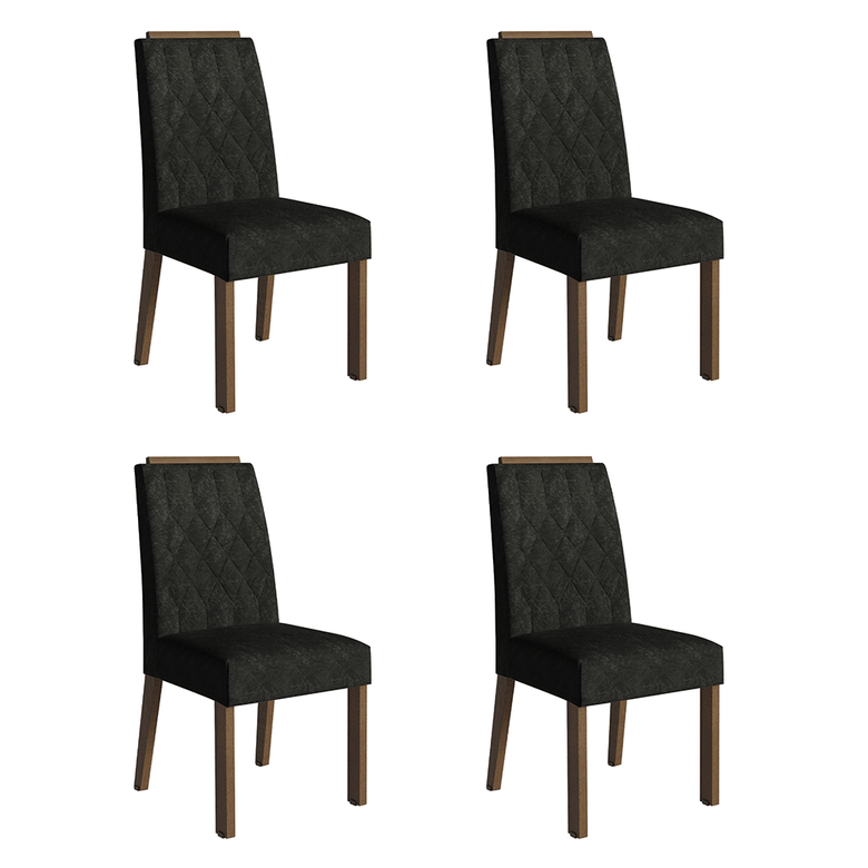 Kit 4 Cadeiras de Jantar 4256 com Espaldar Rustic/Oxford Madesa