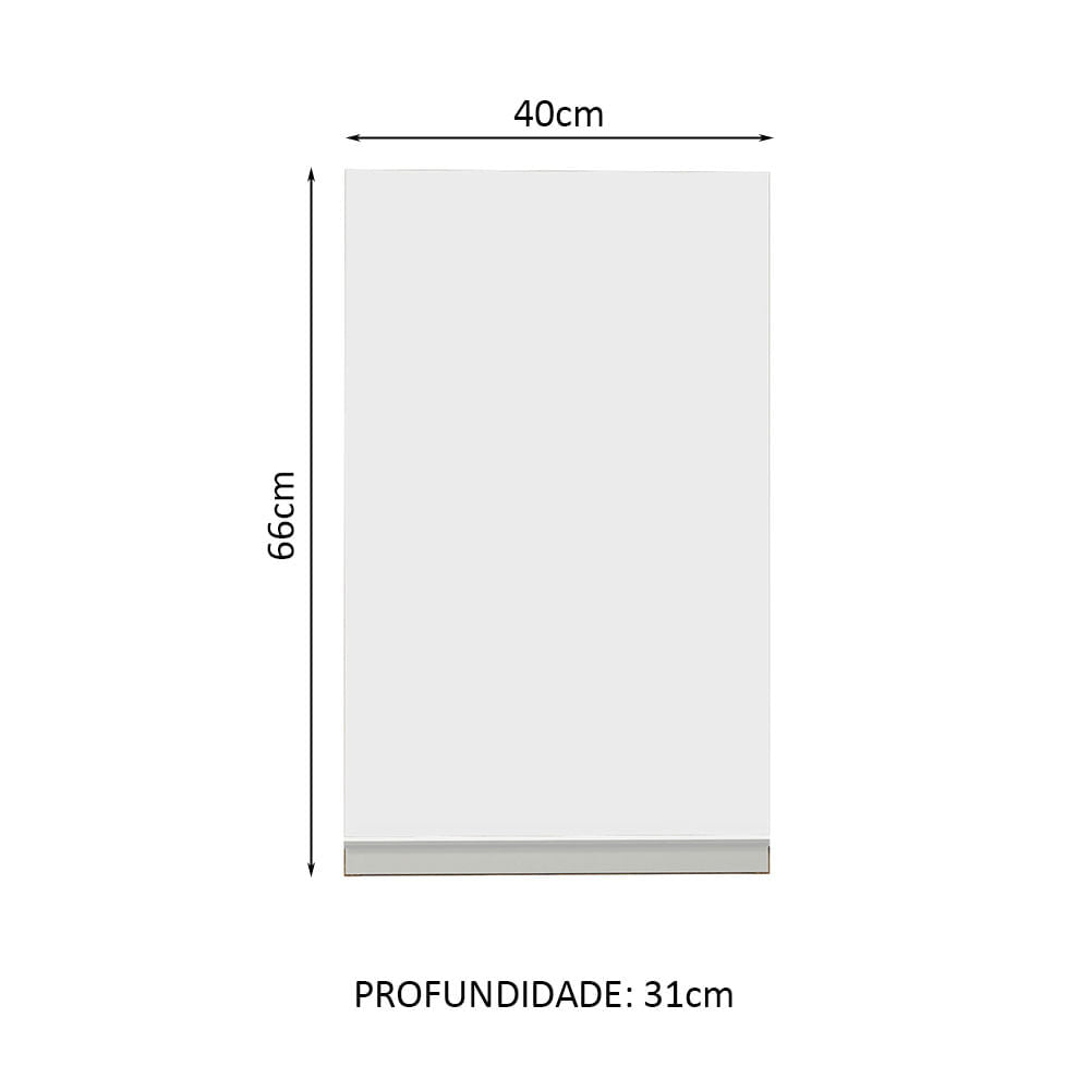 Armário Aéreo Madesa Glamy 40 cm 1 Porta Rustic/Branco - Rustic/Branco