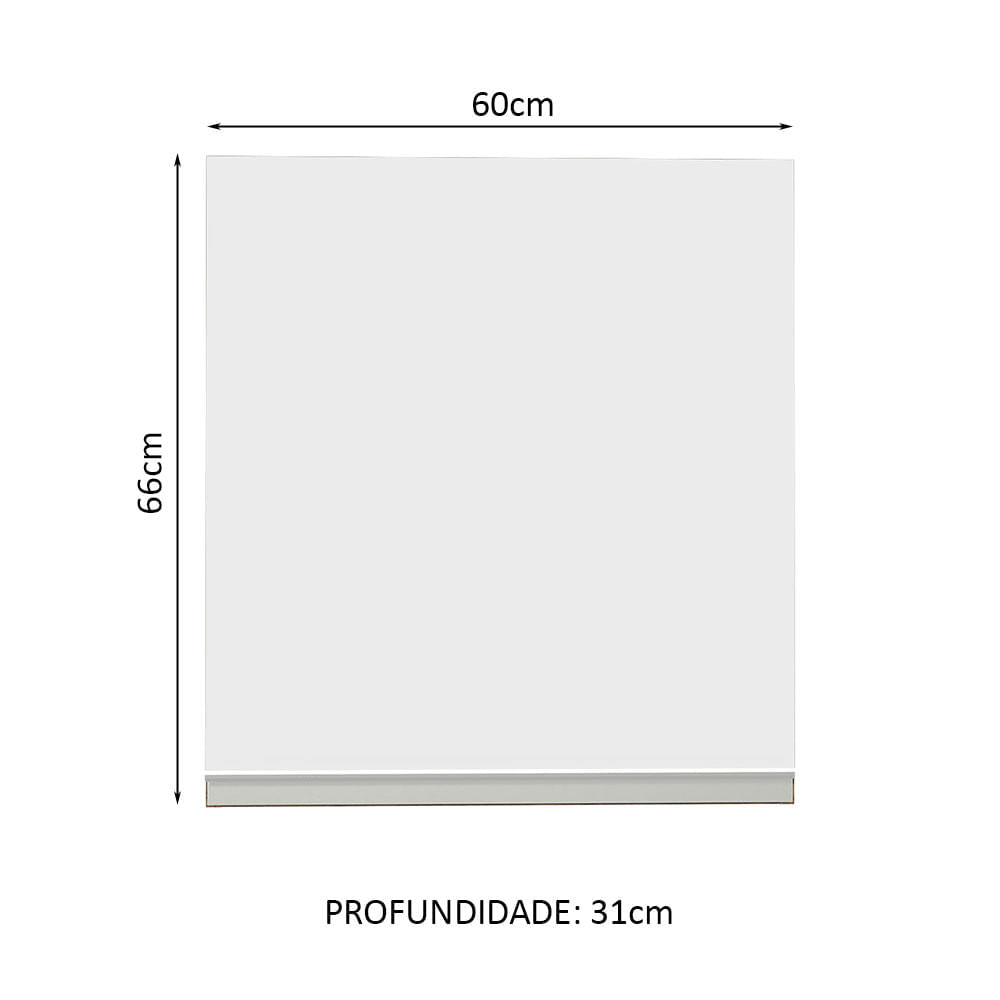 Armário Aéreo Madesa Glamy 60 cm 1 Porta Rustic/Branco - Rustic/Branco