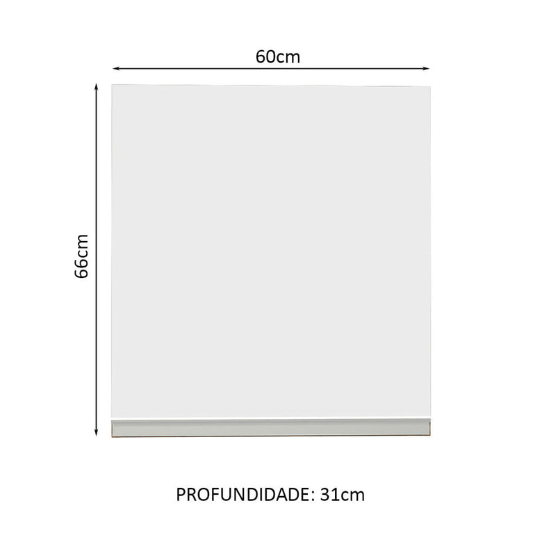 Armário Aéreo Madesa Glamy 60 cm 1 Porta Rustic/Branco