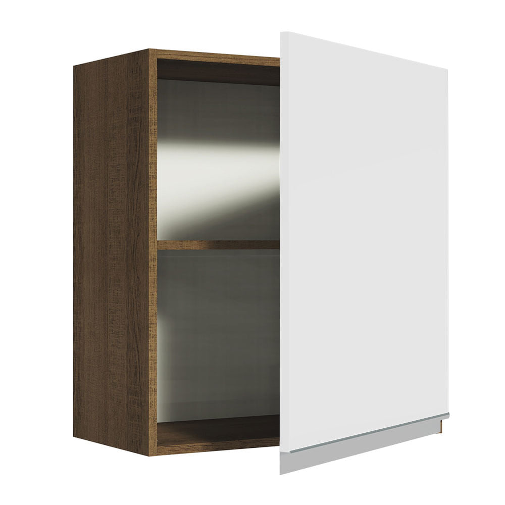 Armário Aéreo Madesa Glamy 60 cm 1 Porta Rustic/Branco