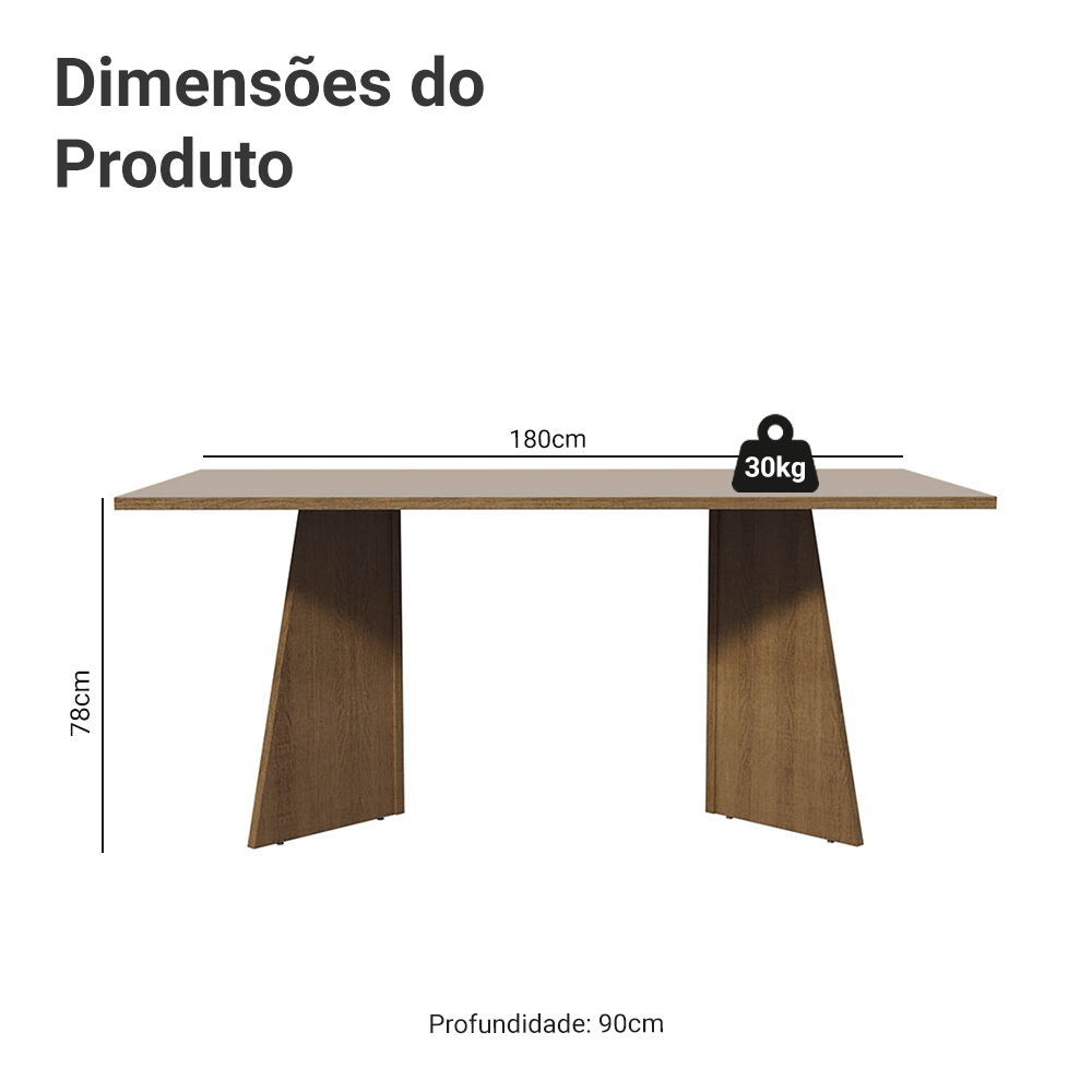 Mesa para Escritório Diretor Presidente 180cm Rustic/Crema 5388 Madesa