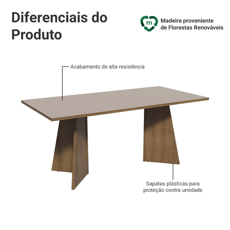 Mesa para Escritório Diretor Presidente 180cm Rustic/Crema 5388 Madesa