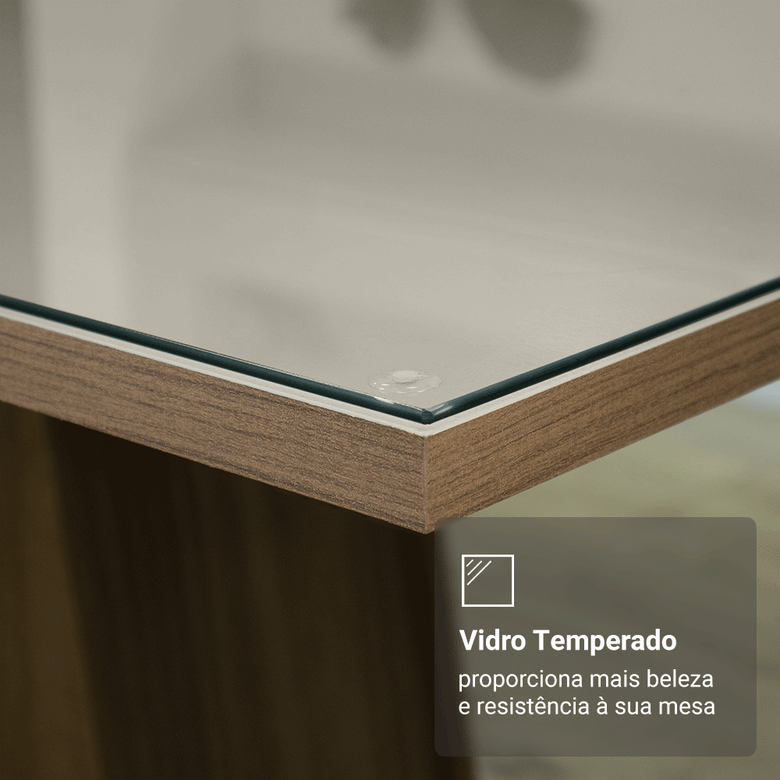 Mesa para Escritório Diretor Presidente 180cm Tampo de Vidro Rustic/Crema 5388 Madesa