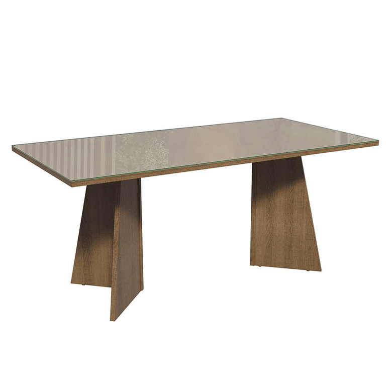 Mesa para Escritório Diretor Presidente 180cm Tampo de Vidro Rustic/Crema 5388 Madesa