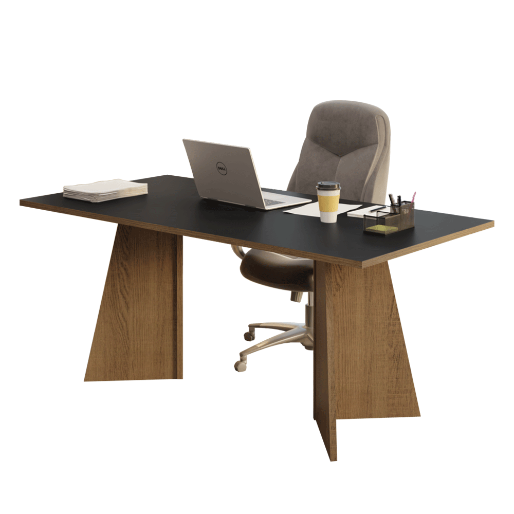 Mesa para Escritório Diretor Presidente 180cm Rustic/Preto 5388 Madesa - Rustic/Preto