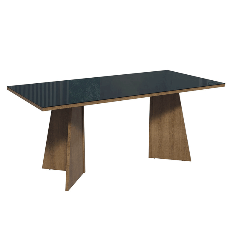Mesa para Escritório Diretor Presidente 180cm Tampo de Vidro Rustic/Preto 5388 Madesa
