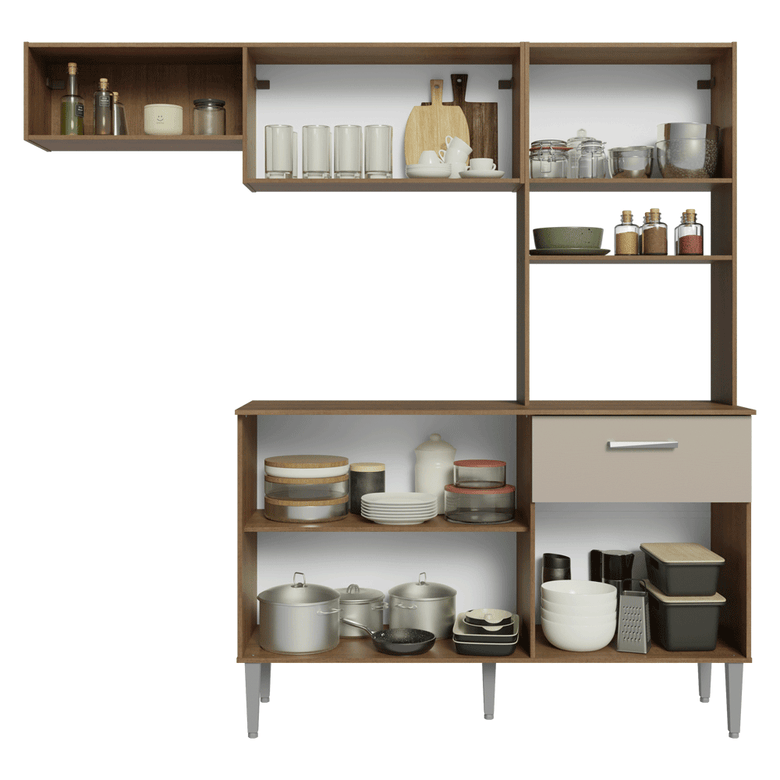 Armário de Cozinha Compacta 196cm Rustic/Crema Aura Madesa