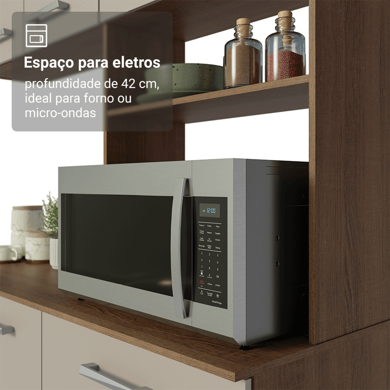 Armário de Cozinha Compacta 196cm Rustic/Crema Aura Madesa