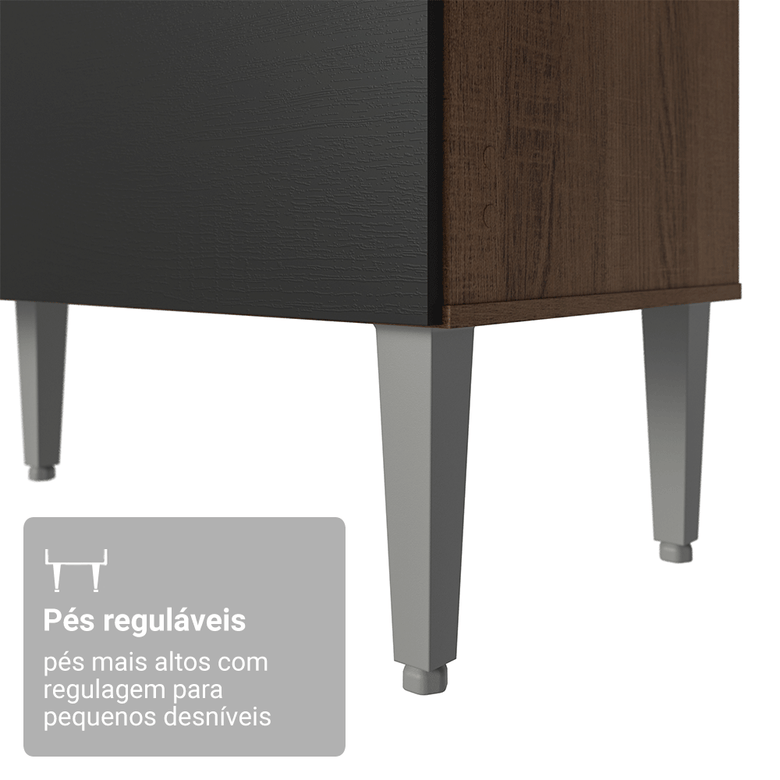 Armário de Cozinha Compacta 196cm Rustic/Preto Aura Madesa