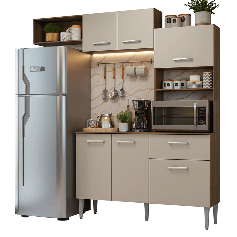 Armário de Cozinha Compacta 196cm Rustic/Crema Aura Madesa 01