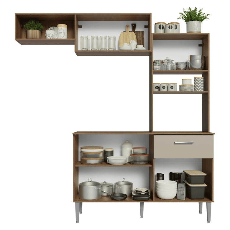 Armário de Cozinha Compacta 196cm Rustic/Crema Aura Madesa 01