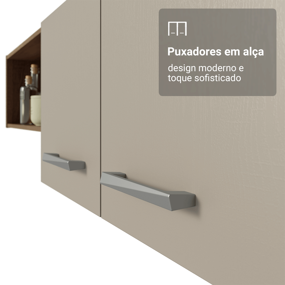 Armário de Cozinha Compacta 196cm Rustic/Crema Aura Madesa 01