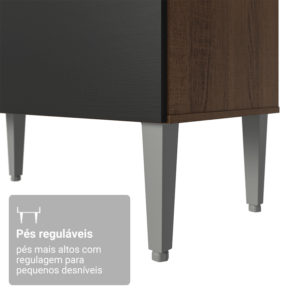 Armário de Cozinha Compacta 196cm Rustic/Preto Aura Madesa 01