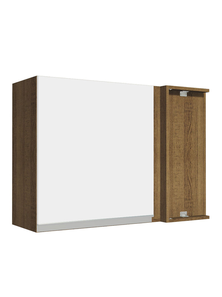 Armário Aéreo de Canto Madesa Glamy 1 Porta Rustic/Branco