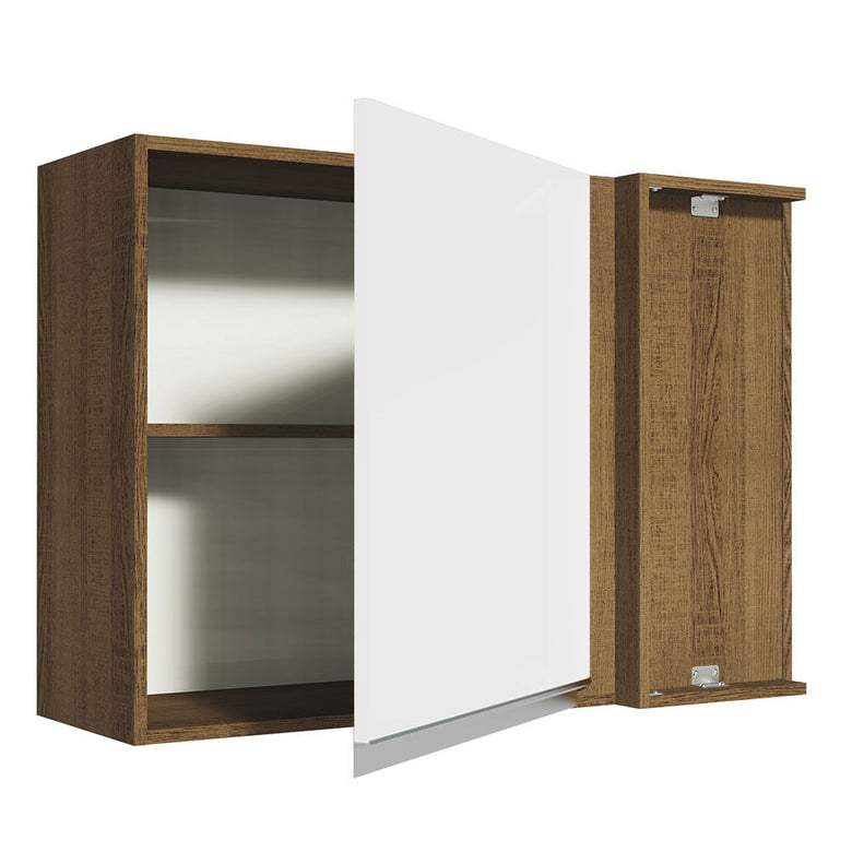 Armário Aéreo de Canto Madesa Glamy 1 Porta Rustic/Branco