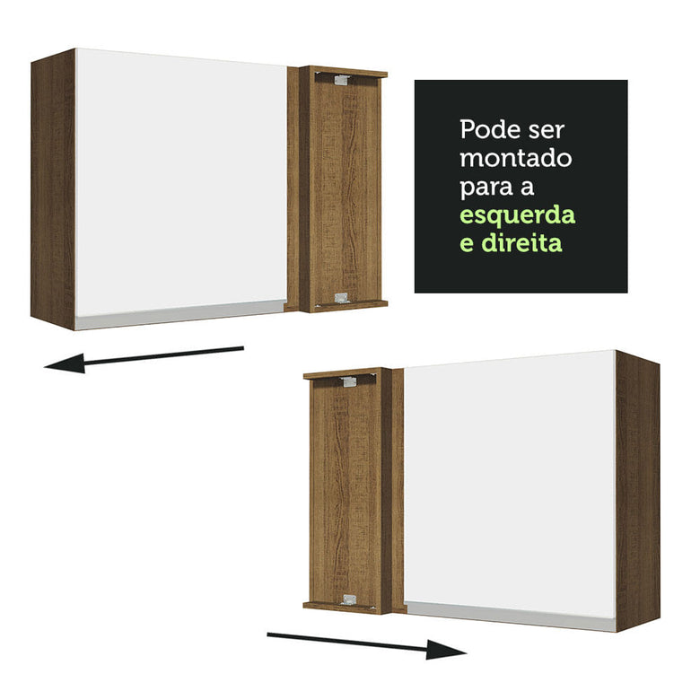 Armário Aéreo de Canto Madesa Glamy 1 Porta Rustic/Branco