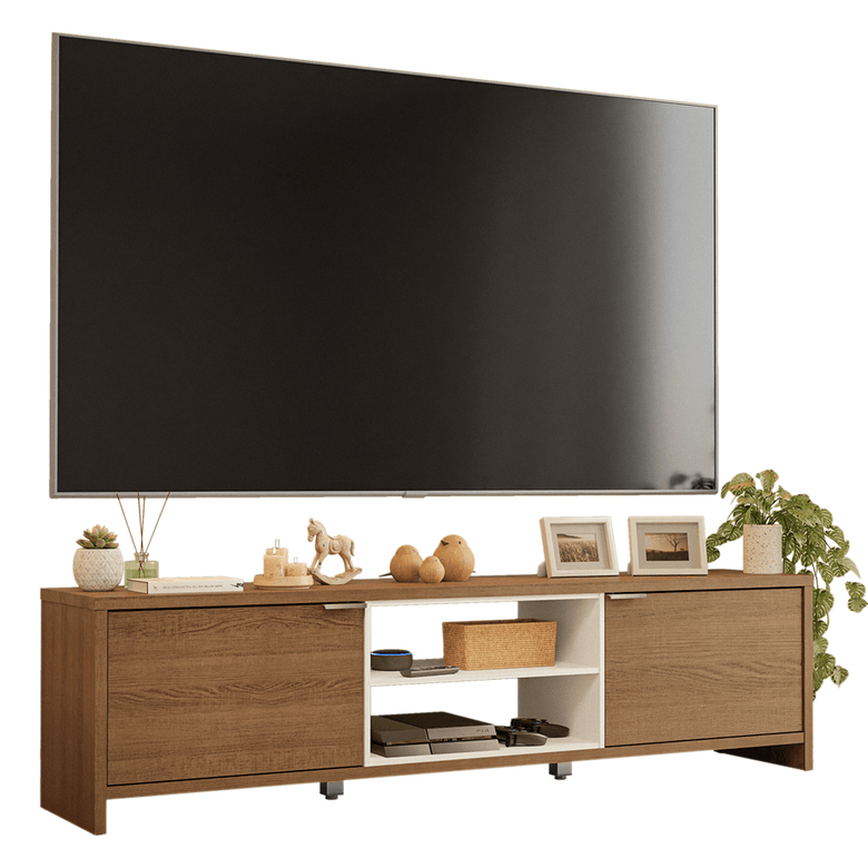 Rack para TV até 80 Polegadas 180cm 2 Portas Rustic/Branco Linz Madesa