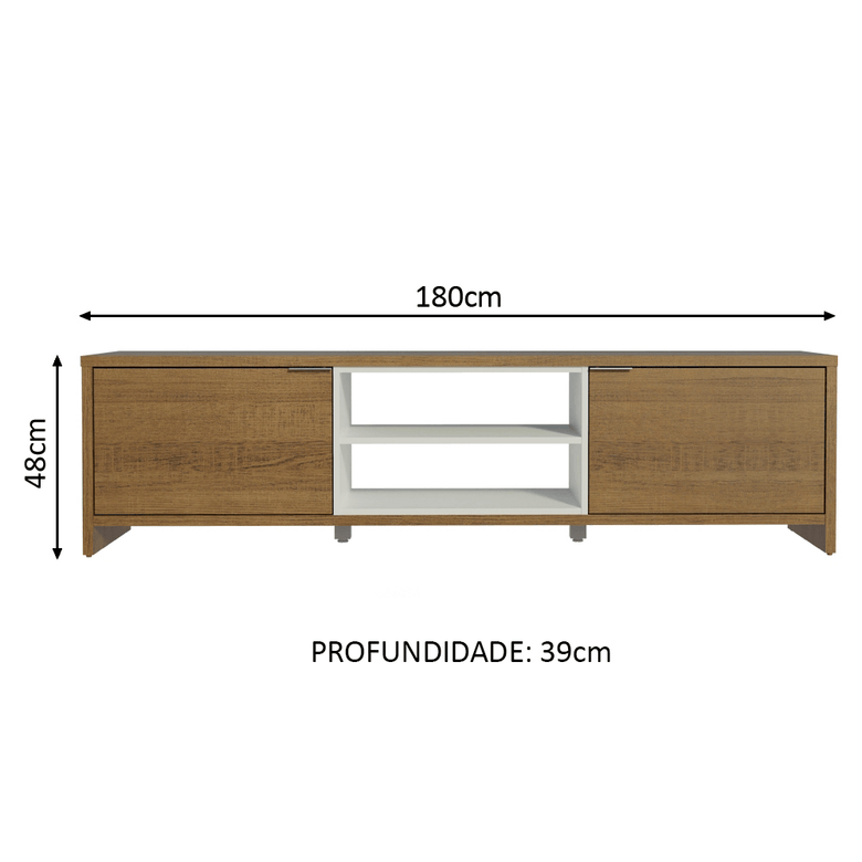 Rack para TV até 80 Polegadas 180cm 2 Portas Rustic/Branco Linz Madesa