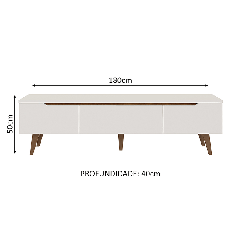 Rack para TV até 80 Polegadas 180cm 2 Portas 1 Gaveta Branco/Rustic Doha Madesa