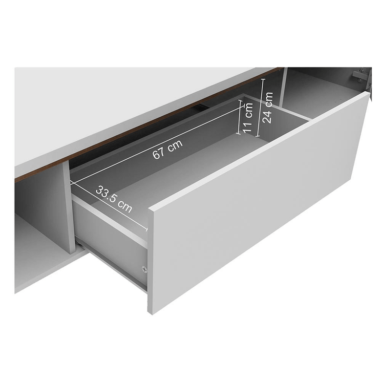 Rack para TV até 80 Polegadas 180cm 2 Portas 1 Gaveta Branco/Rustic Doha Madesa
