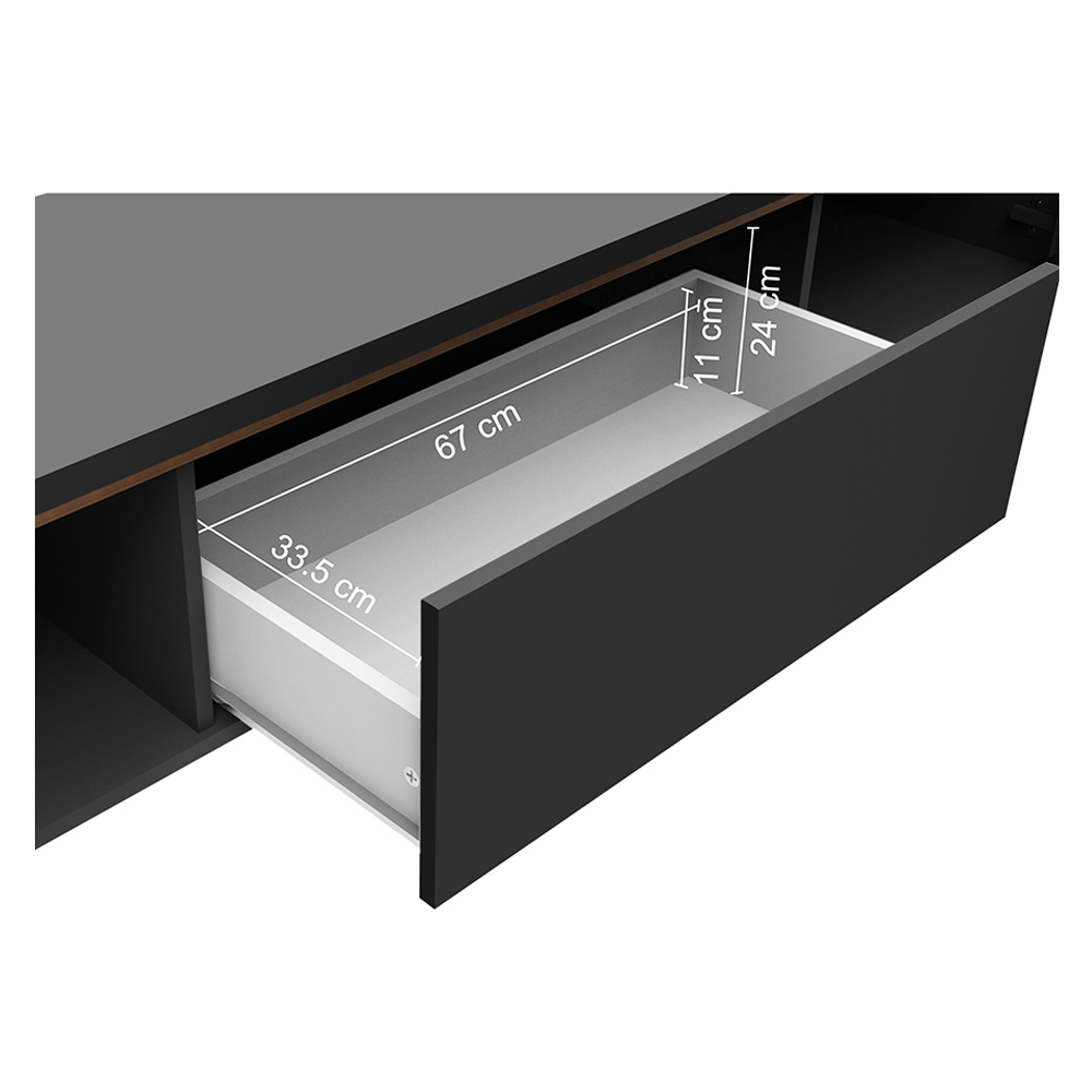 Rack para TV até 80 Polegadas 180cm 2 Portas 1 Gaveta Preto/Rustic Doha Madesa