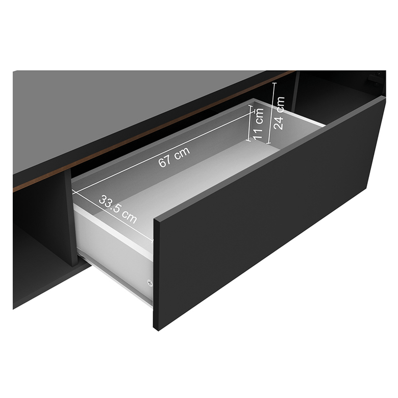 Rack para TV até 80 Polegadas 180cm 2 Portas 1 Gaveta Preto/Rustic Doha Madesa