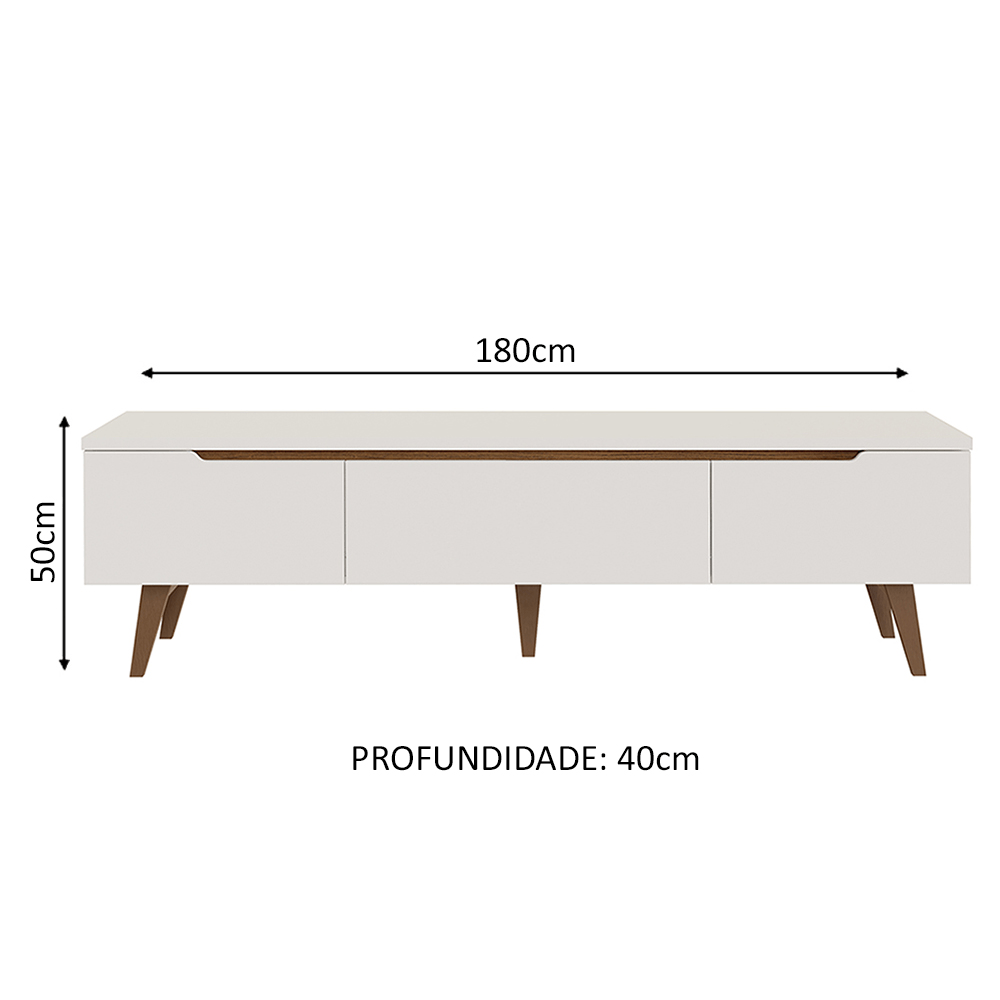 Rack para TV até 80 Polegadas 180cm 2 Portas 1 Gaveta Branco/Rustic Toronto Madesa