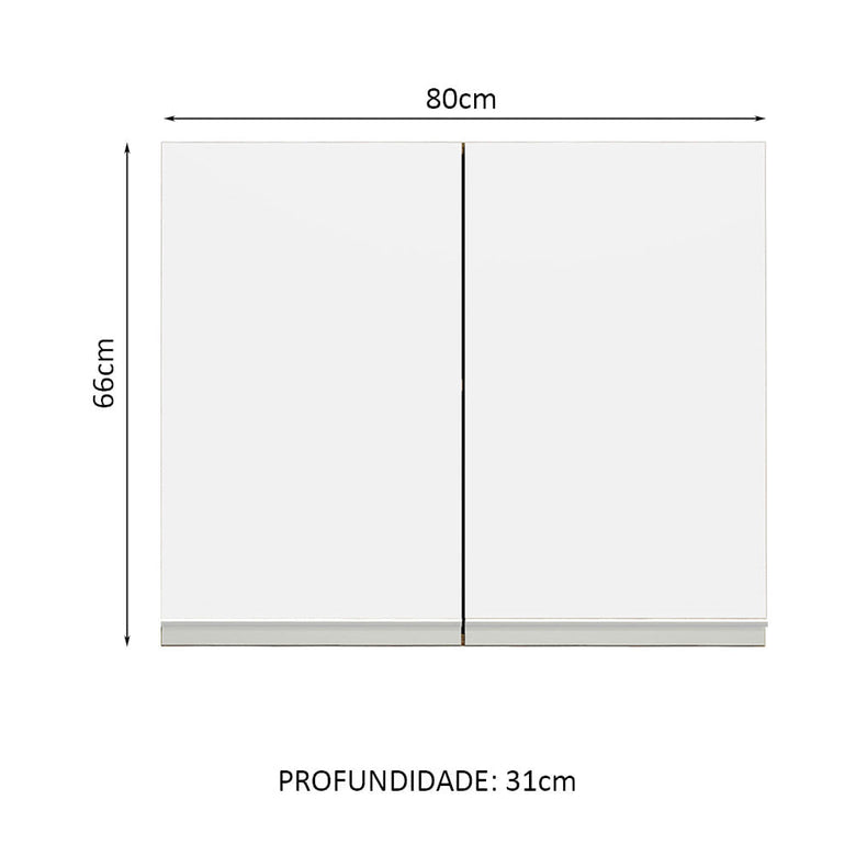 Armário Aéreo Madesa Glamy 80 cm 2 Portas Rustic/Branco