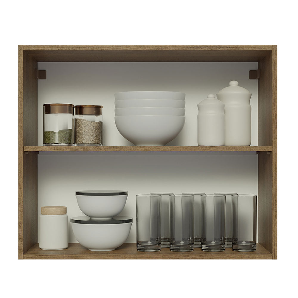 Armário Aéreo Madesa Glamy 80 cm 2 Portas Rustic/Branco