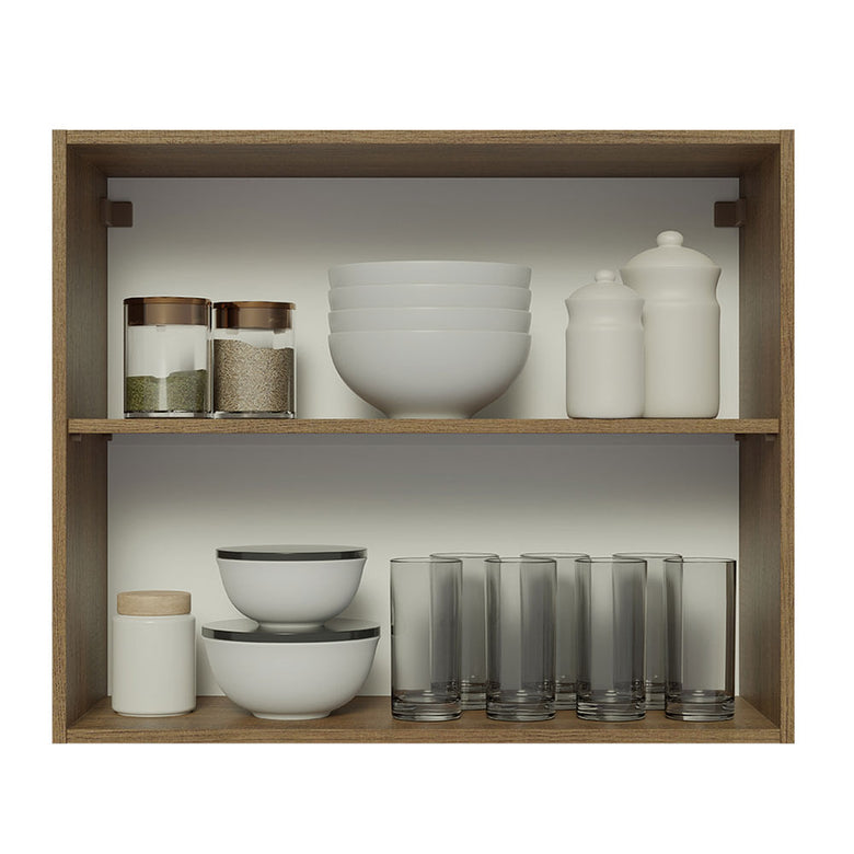 Armário Aéreo Madesa Glamy 80 cm 2 Portas Rustic/Branco