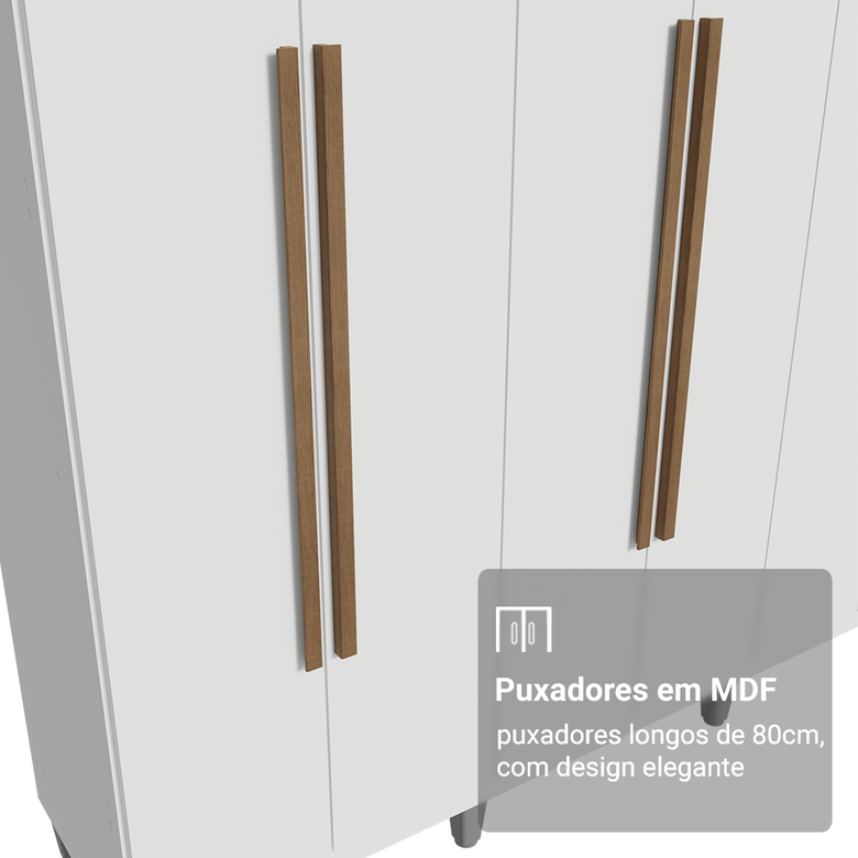 Guarda-Roupa Casal com Pés 6 Portas Batentes Branco/Branco/Rustic Saturno Madesa