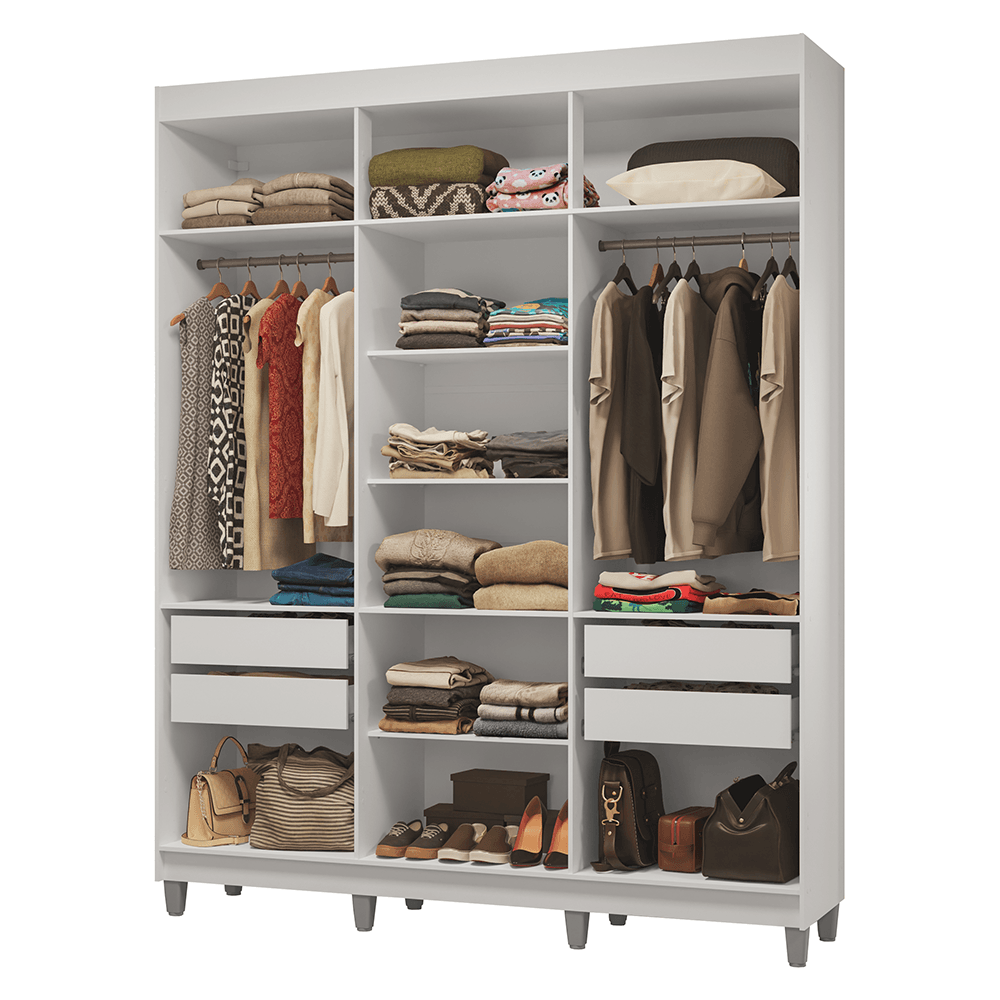 Guarda-Roupa Closet com Pés 4 Gavetas 180cm Branco Venus Madesa - Branco