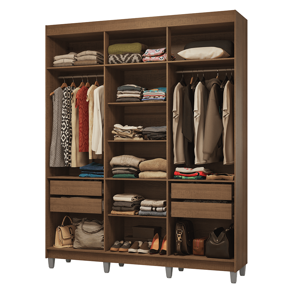 Guarda-Roupa Closet com Pés 4 Gavetas 180cm Rustic Venus Madesa - Rustic