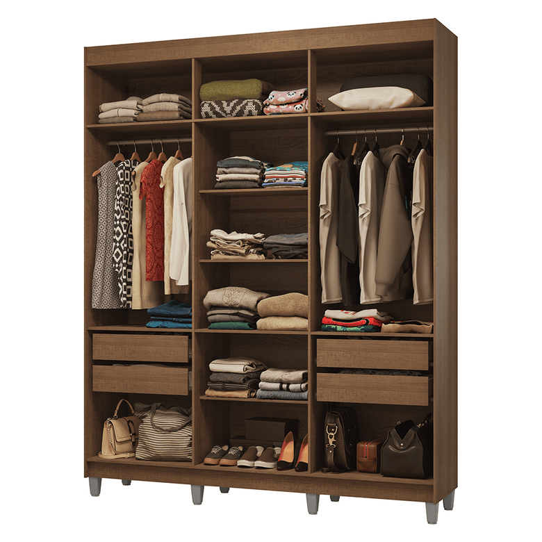 Guarda-Roupa Closet com Pés 4 Gavetas 180cm Rustic Venus Madesa
