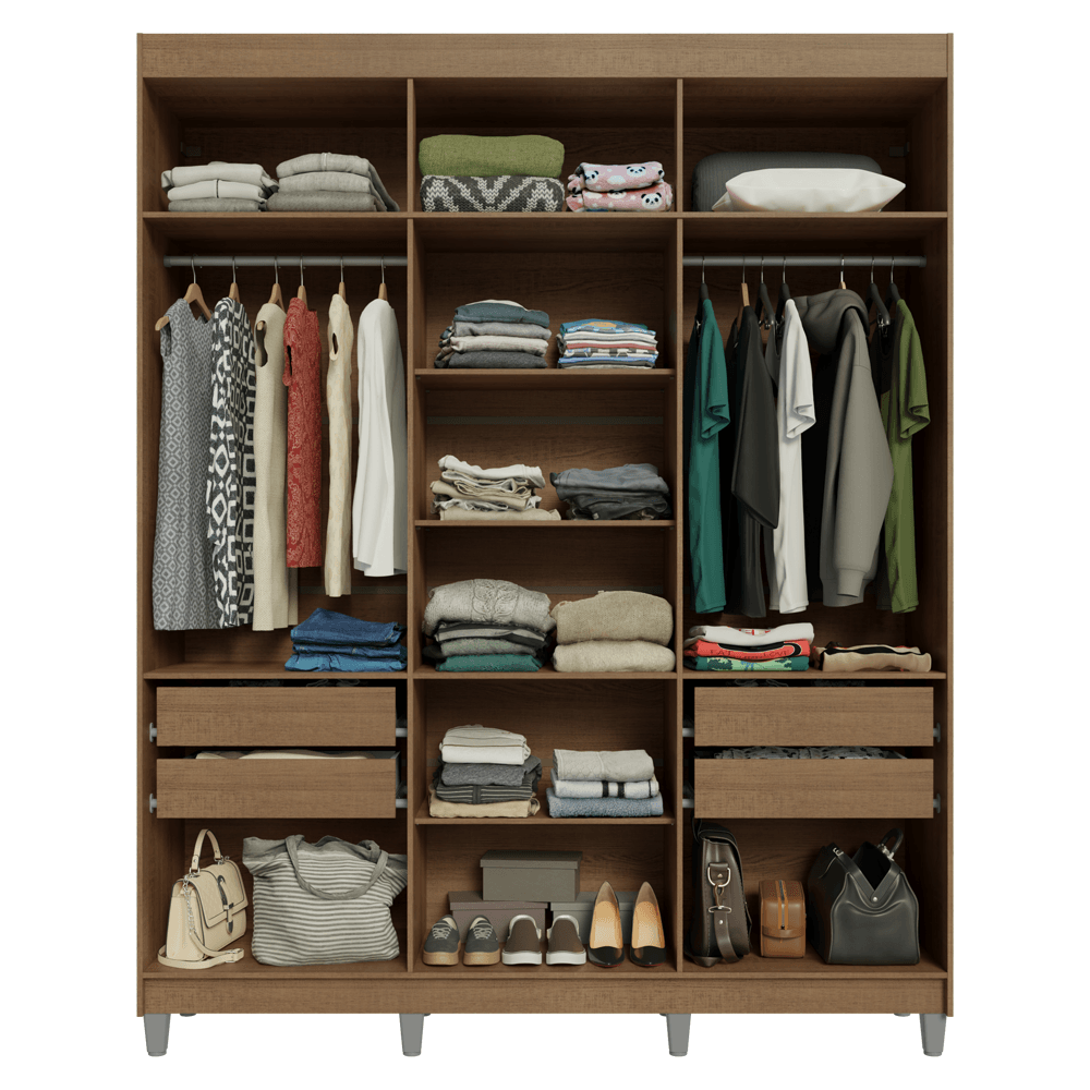 Guarda-Roupa Closet com Pés 4 Gavetas 180cm Rustic Venus Madesa