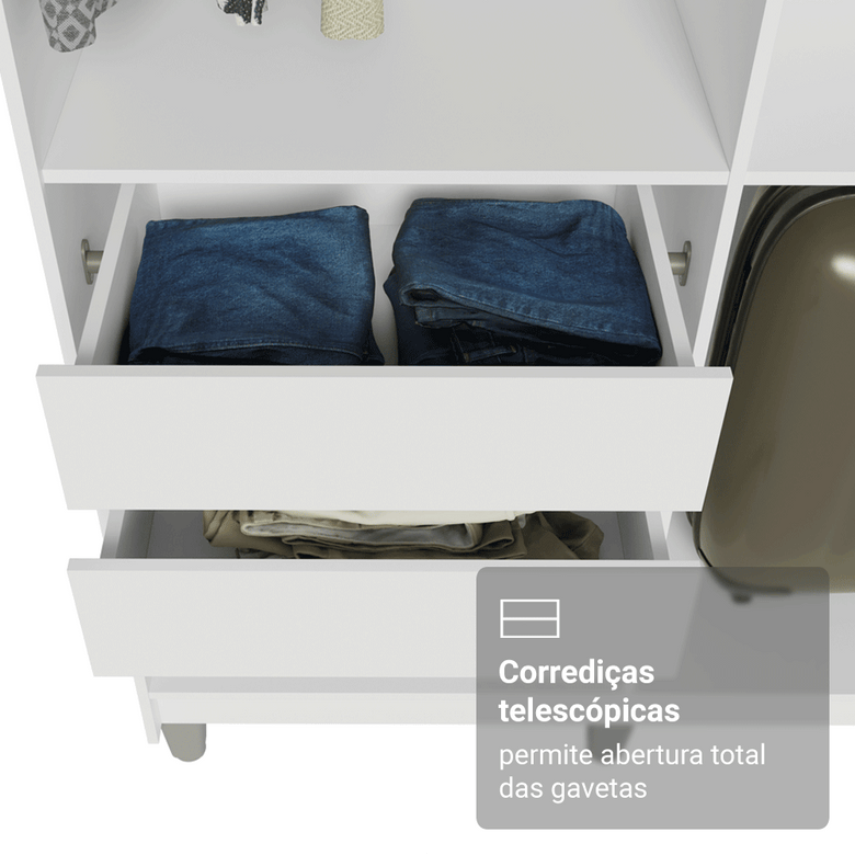 Guarda-Roupa Closet com Pés 4 Gavetas 216cm Branco Venus Madesa