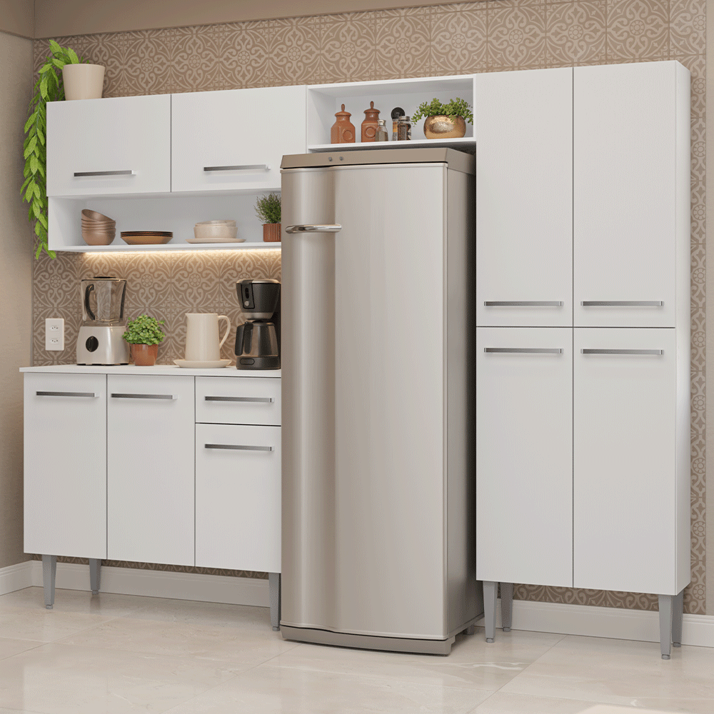 Armário de Cozinha Completa 229cm Branco Emilly Madesa 17 - Branco