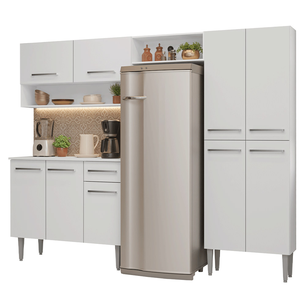 Armário de Cozinha Completa 229cm Branco Emilly Madesa 17 - Branco