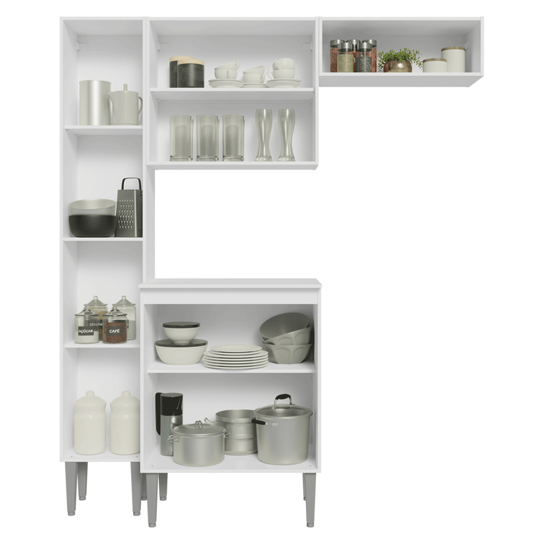 Armário de Cozinha Compacta 156cm Branco Emilly Madesa 01