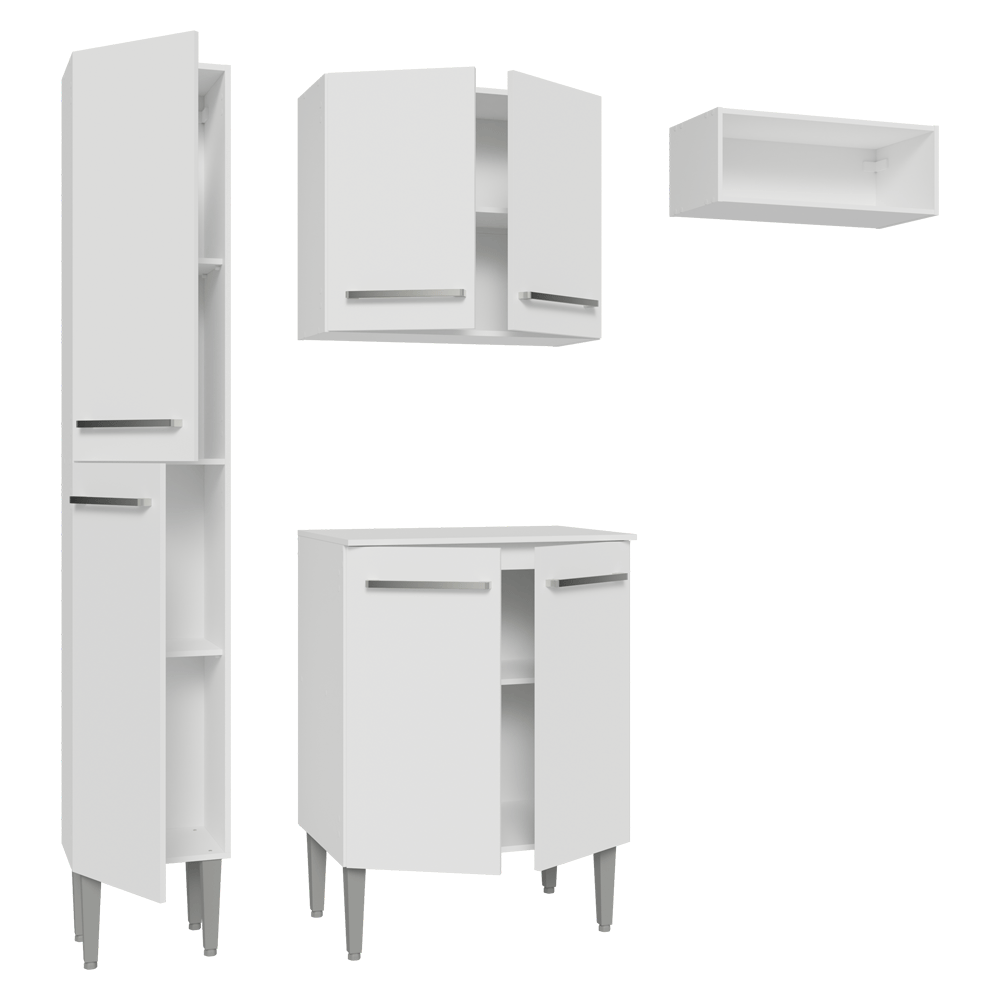 Armário de Cozinha Compacta 156cm Branco Emilly Madesa 01