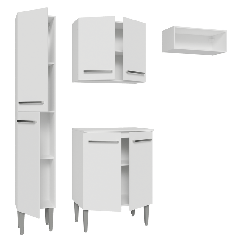 Armário de Cozinha Compacta 156cm Branco Emilly Madesa 01