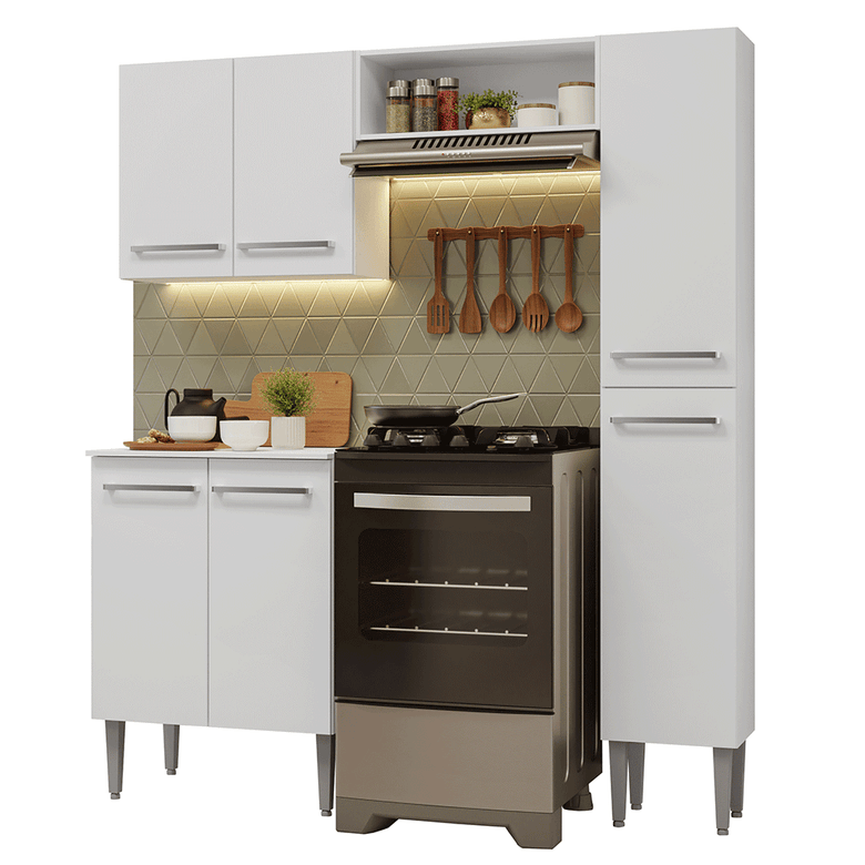 Armário de Cozinha Compacta 156cm Branco Emilly Madesa 02