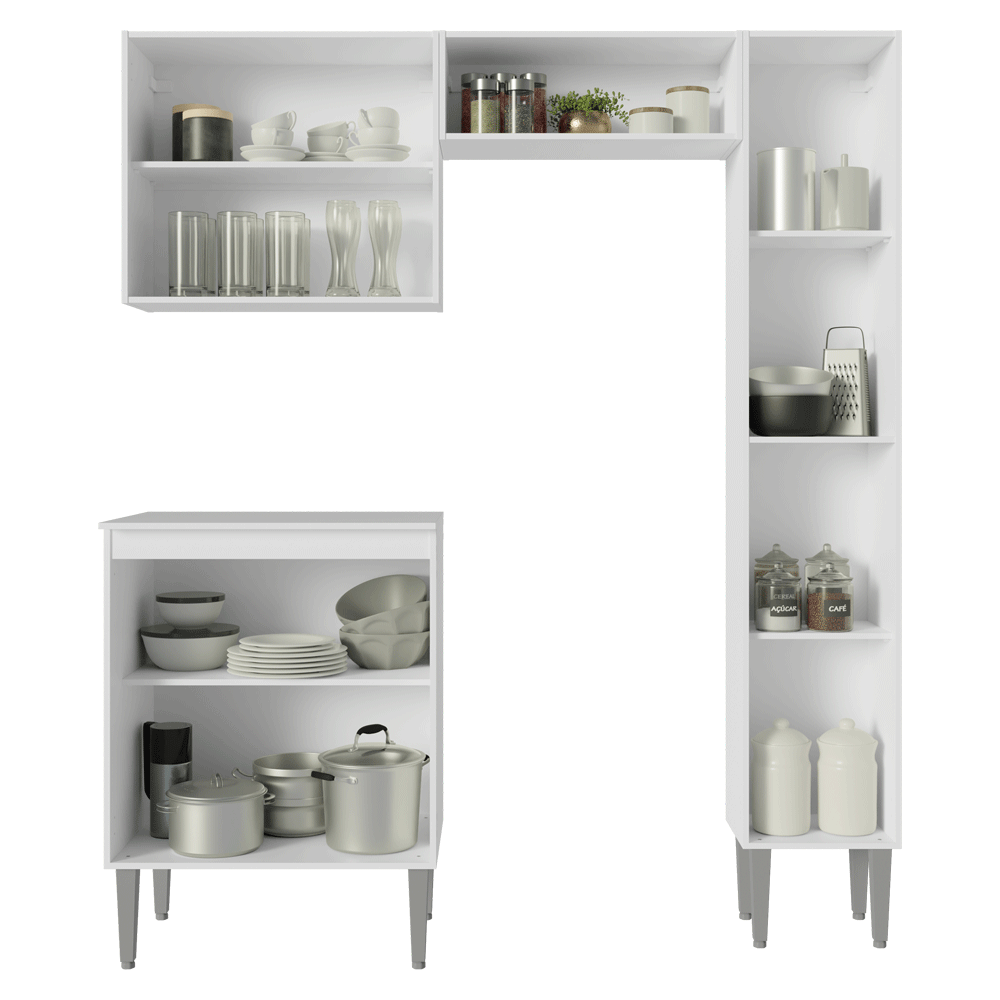 Armário de Cozinha Compacta 156cm Branco Emilly Madesa 02