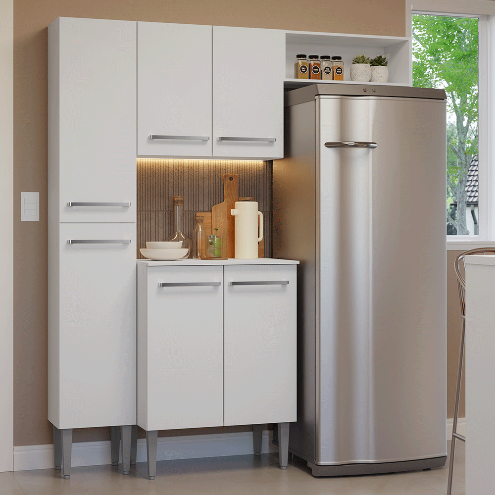 Armário de Cozinha Compacta 156cm Branco Emilly Madesa 03 - Branco