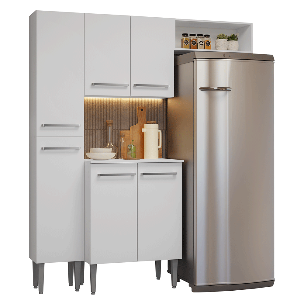 Armário de Cozinha Compacta 156cm Branco Emilly Madesa 03 - Branco