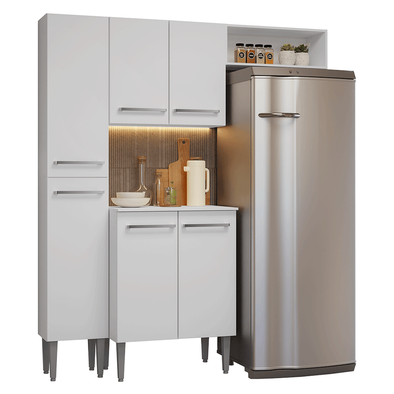 Armário de Cozinha Compacta 156cm Branco Emilly Madesa 03